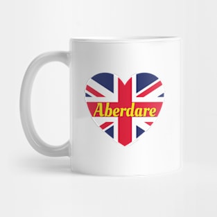 Aberdare Wales UK British Flag Heart Mug